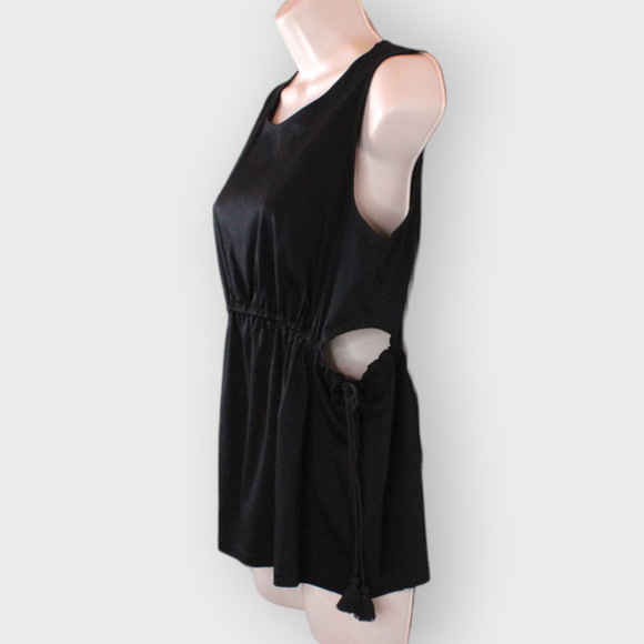 CLUB MONACO  Janou Top Cut-out with Tassels in Black Size Medium - Picture 2 of 12